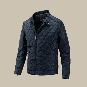 Veste matelassée pour homme coupe ajustée col montant fermeture éclair manches longues poches zippées