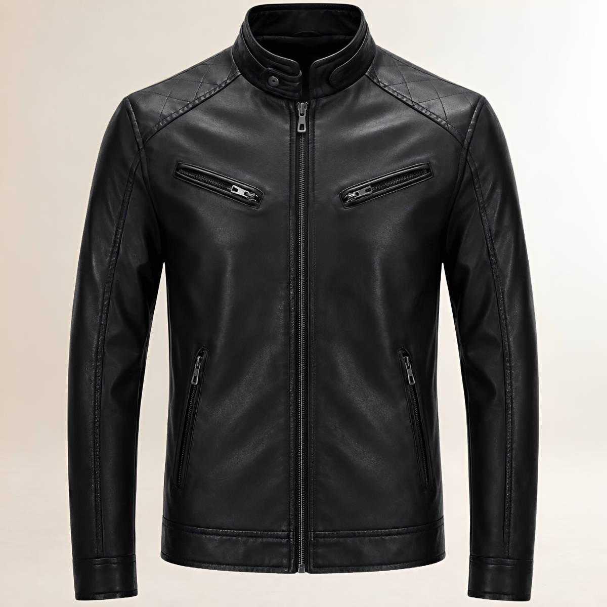Veste moto homme à zip front