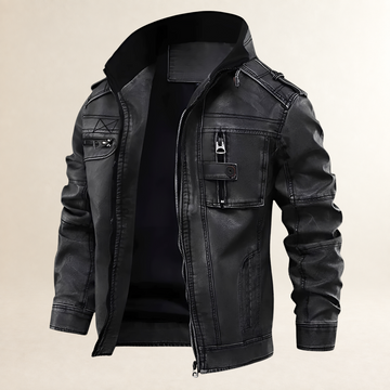 Veste moto pour homme Zip front Col montant avec bretelles et poches multiples