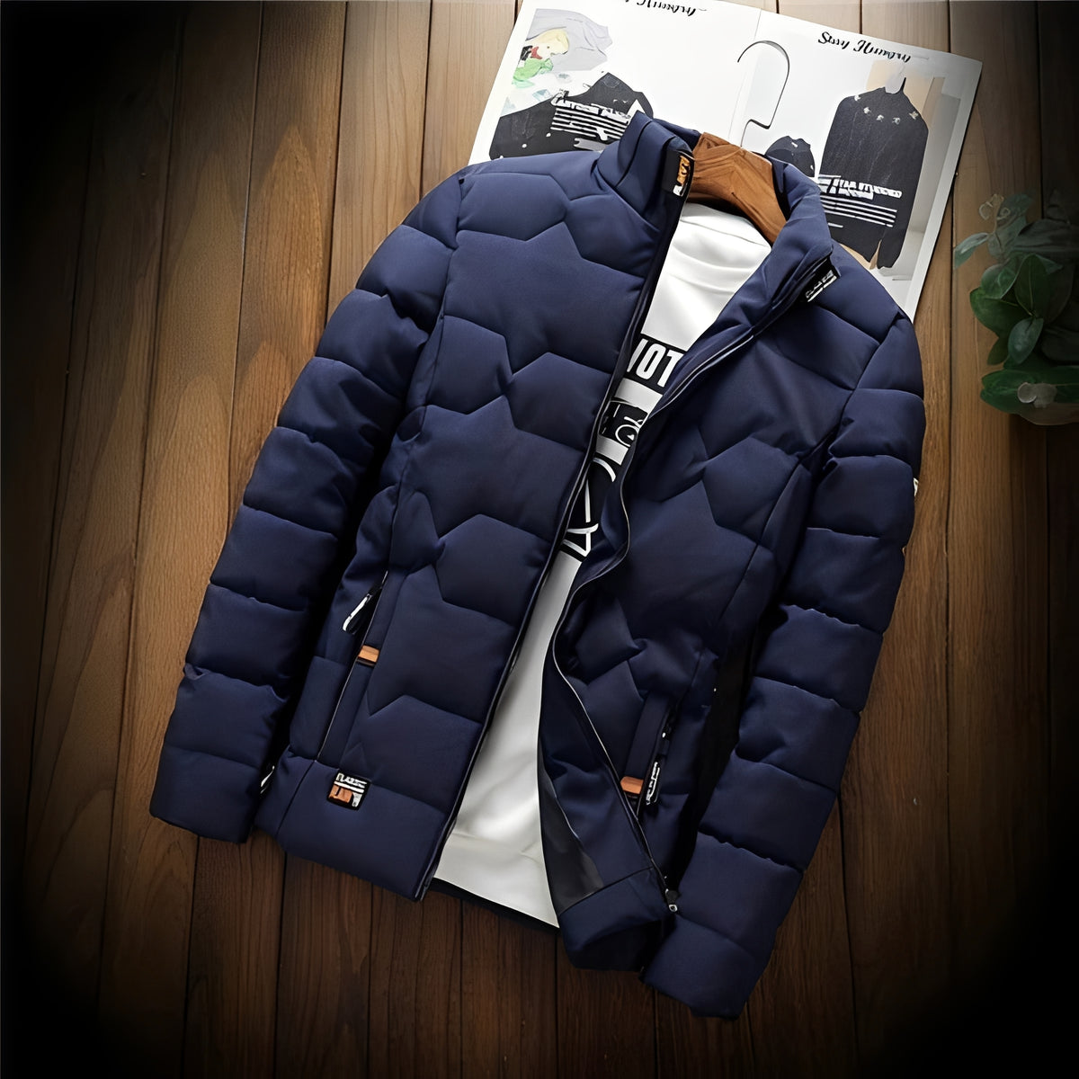 Veste padded homme à quilting géométrique et poches zippées