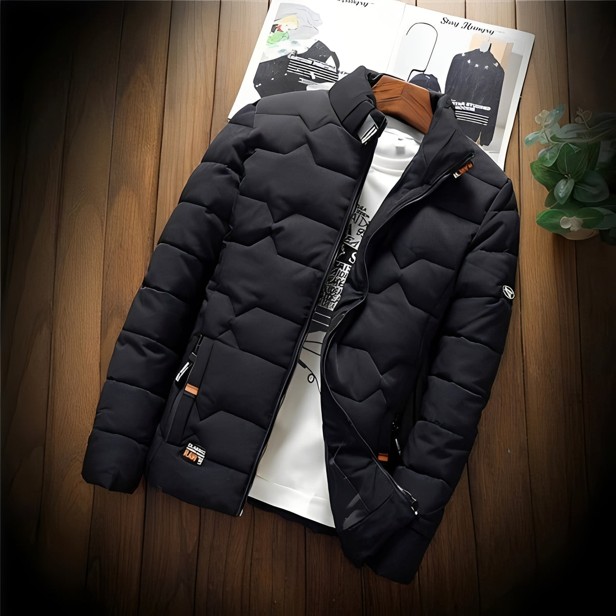 Veste padded homme à quilting géométrique et poches zippées