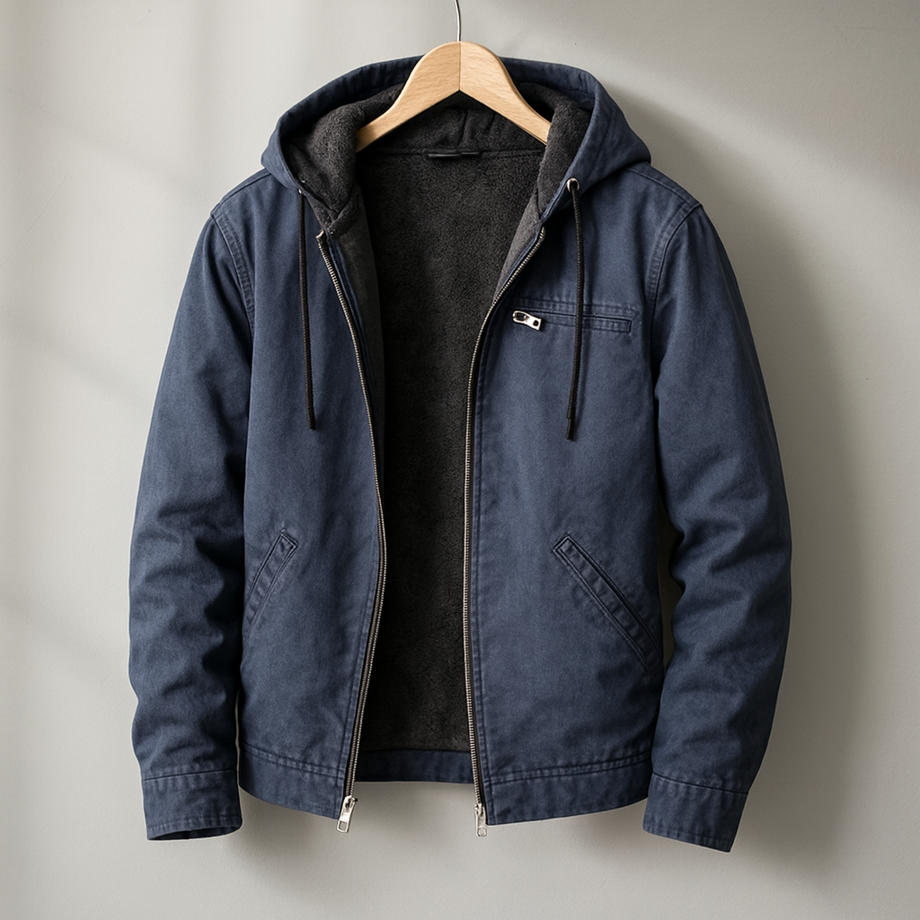 Veste pour homme à capuche zipée intérieur doublé coupe décontractée
