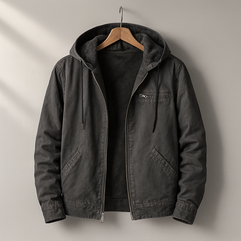 Veste pour homme à capuche zipée intérieur doublé coupe décontractée