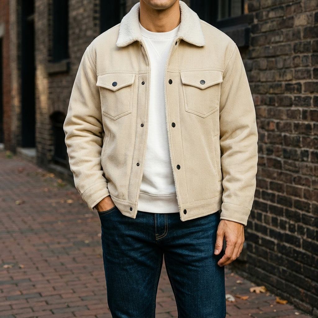 Veste pour homme - Fermeture à boutons, coupe classique, col revers, poches poitrine