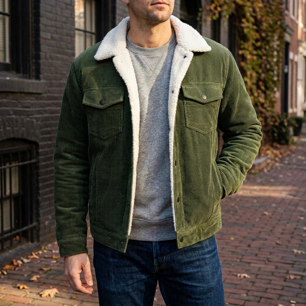 Veste pour homme - Fermeture à boutons, coupe classique, col revers, poches poitrine