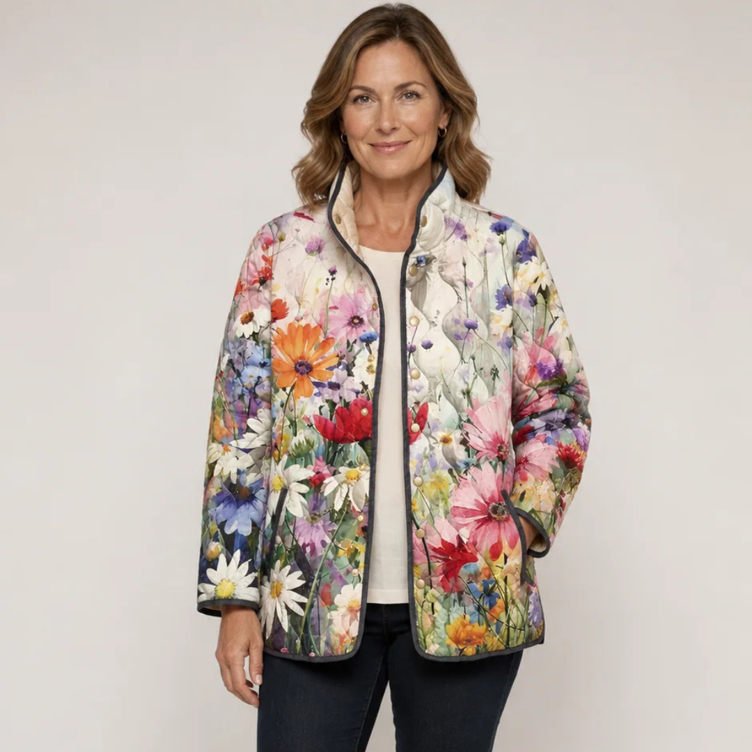 Veste quilté femme à fermeture pressionnée et col montant, poches passepoilées