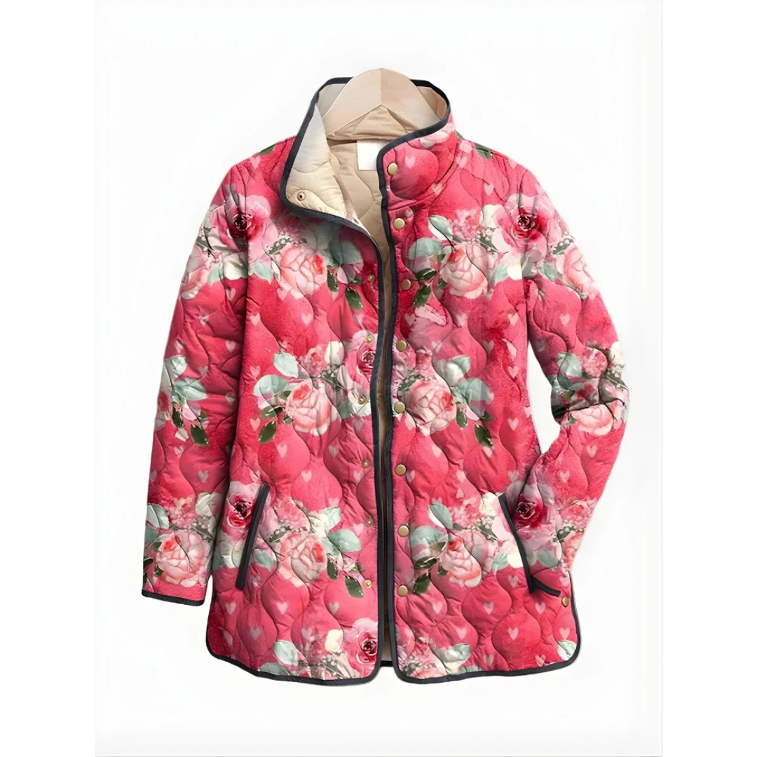 Veste quilté femme à fermeture pressionnée et col montant, poches passepoilées