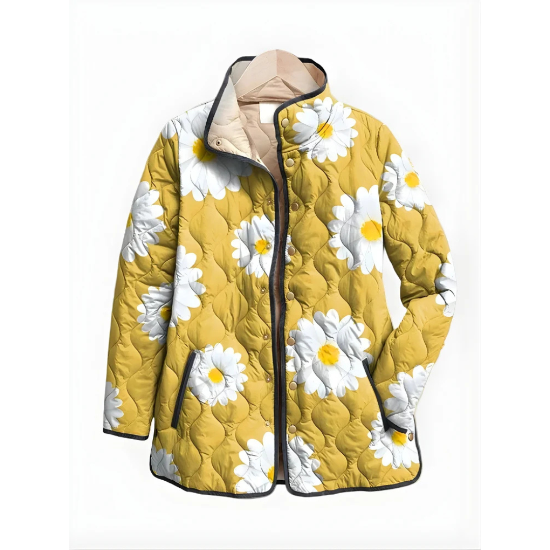 Veste quilté femme à fermeture pressionnée et col montant, poches passepoilées