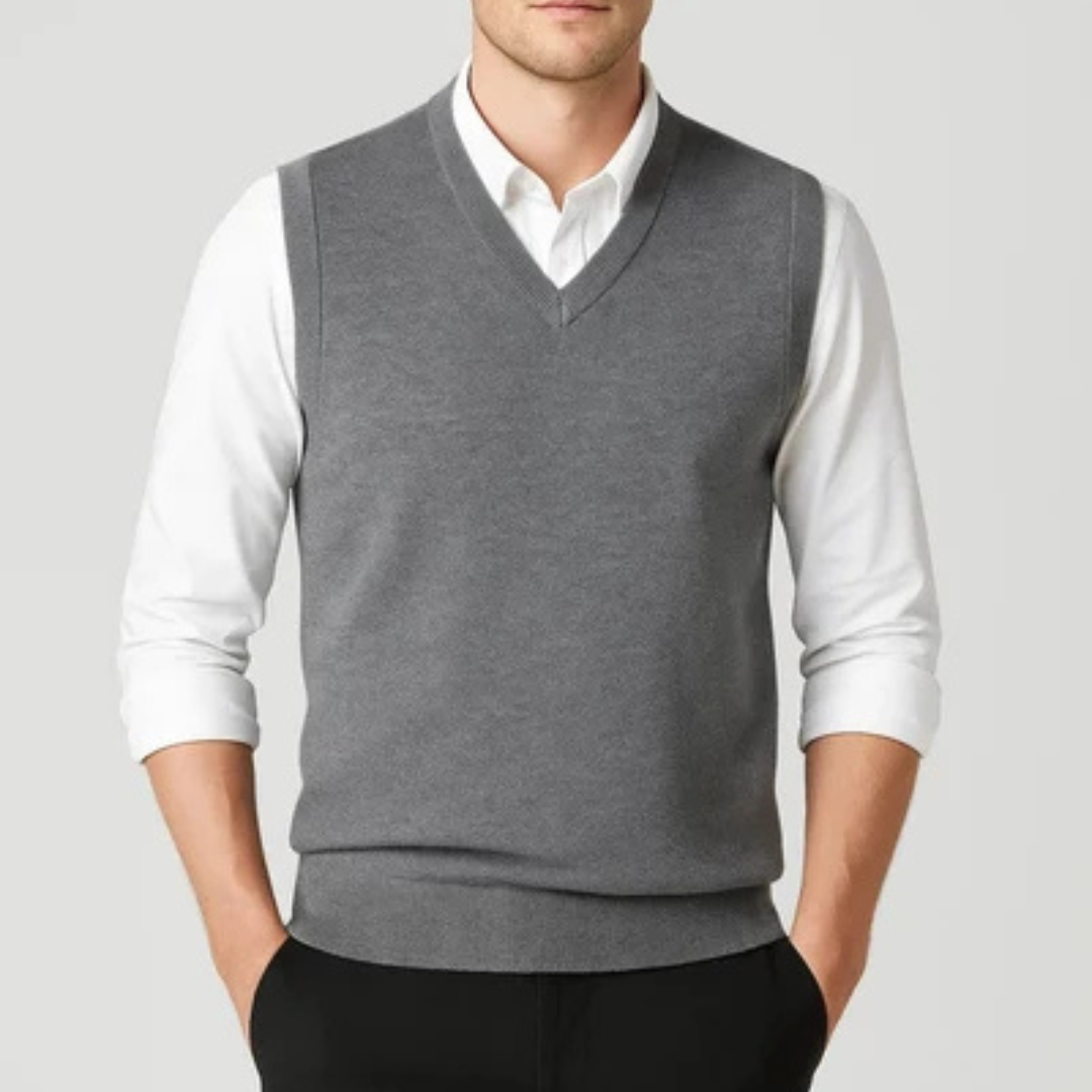 Veste sans manches pour homme à encolure en V - pull-over, coupe droite