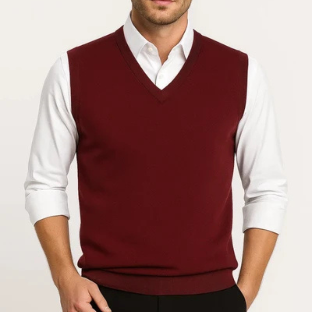 Veste sans manches pour homme à encolure en V - pull-over, coupe droite