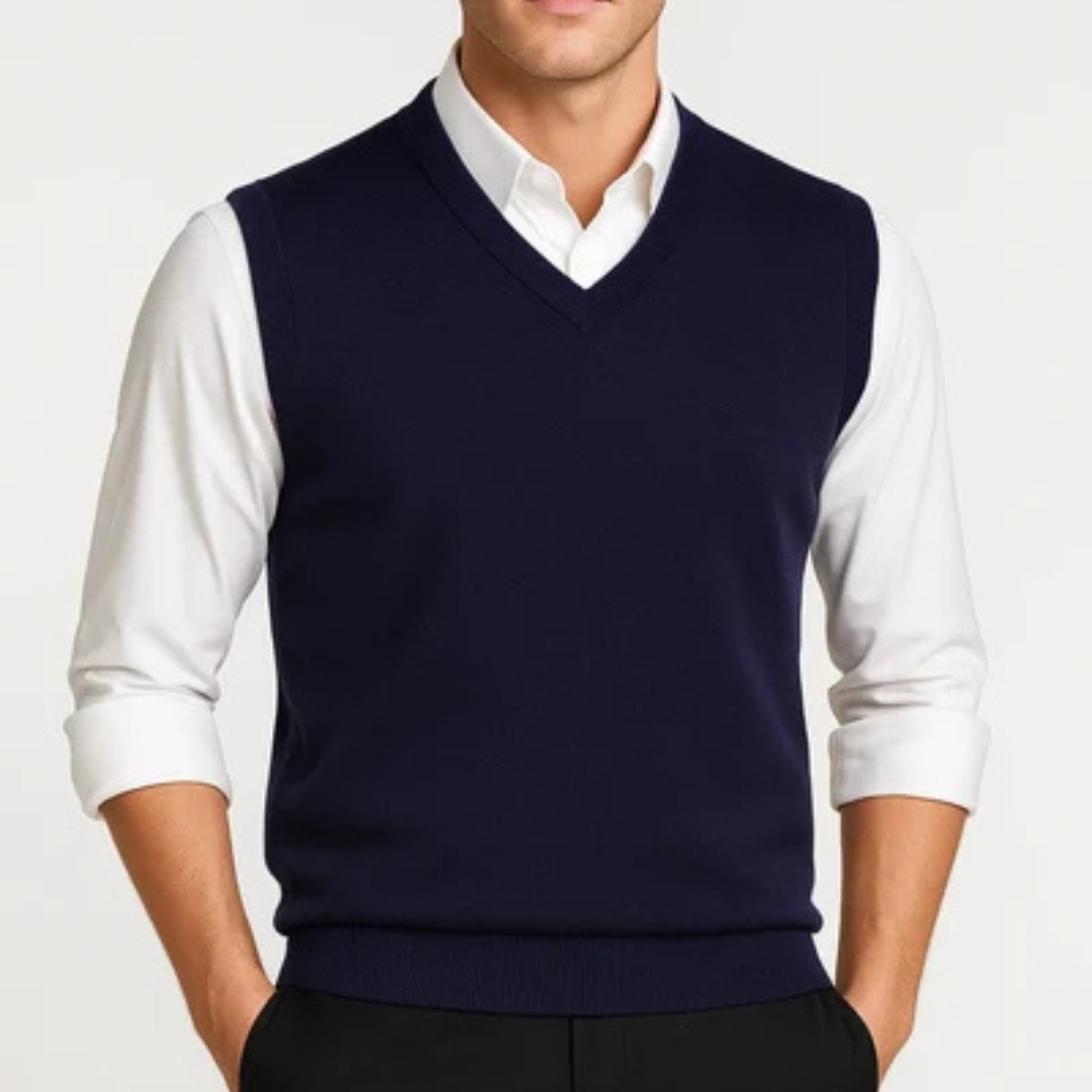 Veste sans manches pour homme à encolure en V - pull-over, coupe droite