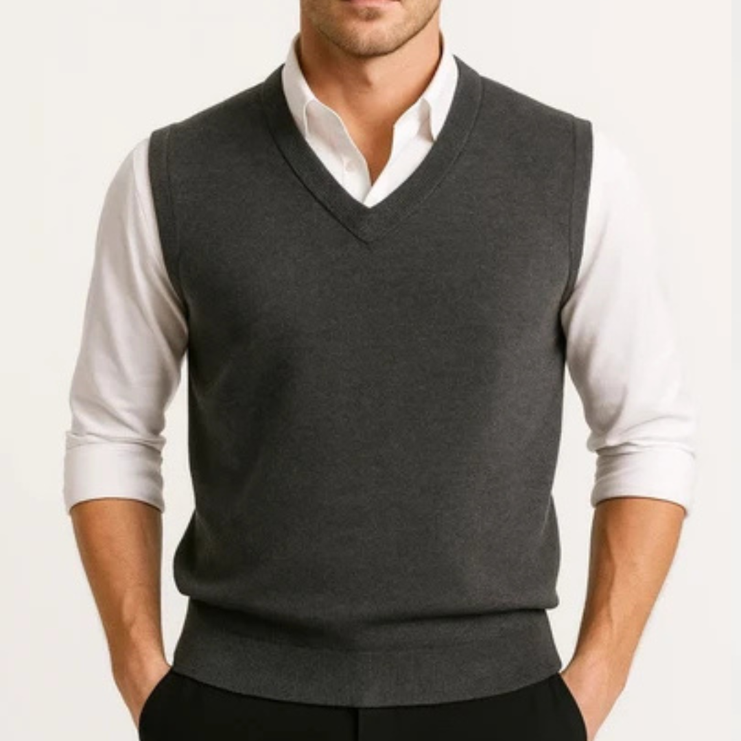 Veste sans manches pour homme à encolure en V - pull-over, coupe droite