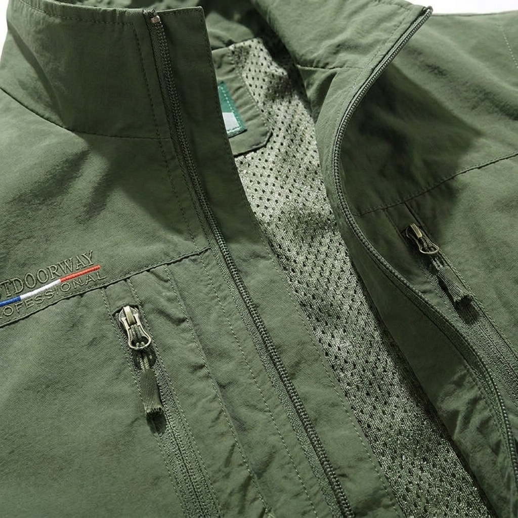 Veste sans manches pour homme à fermeture éclair frontale et multiples poches extérieures