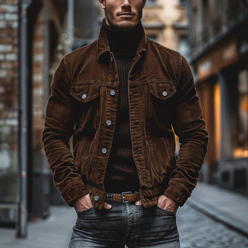 Veste vintage homme à boutons, poches poitrine et coupe slim