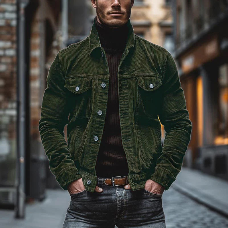 Veste vintage homme à boutons, poches poitrine et coupe slim