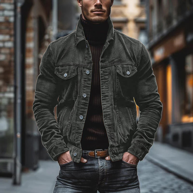 Veste vintage homme à boutons, poches poitrine et coupe slim