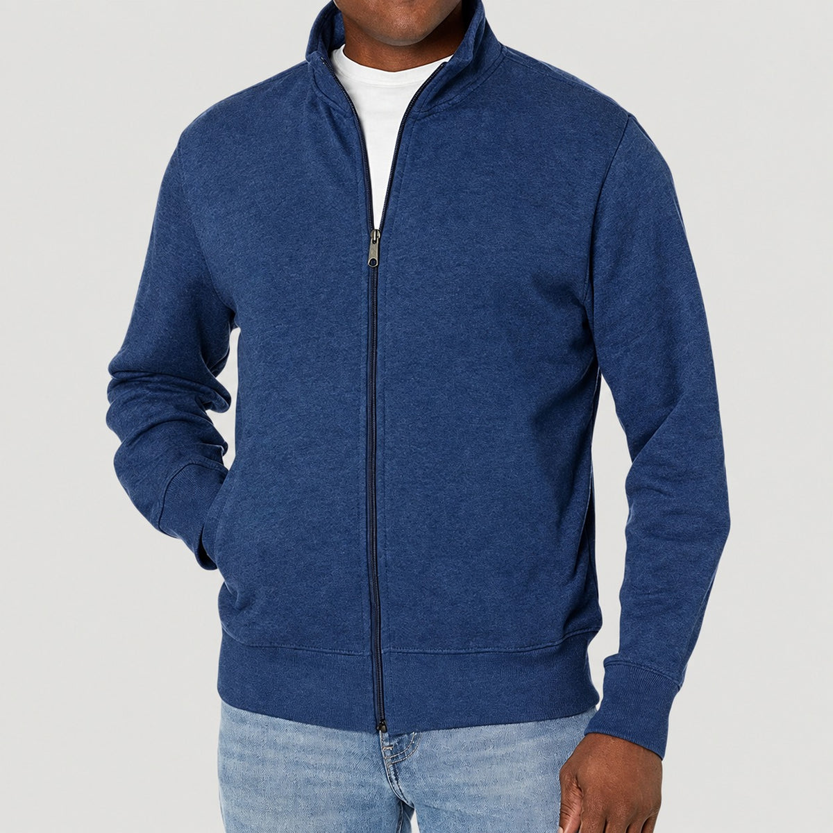 Veste zippée homme style décontracté col montant coupe régulière