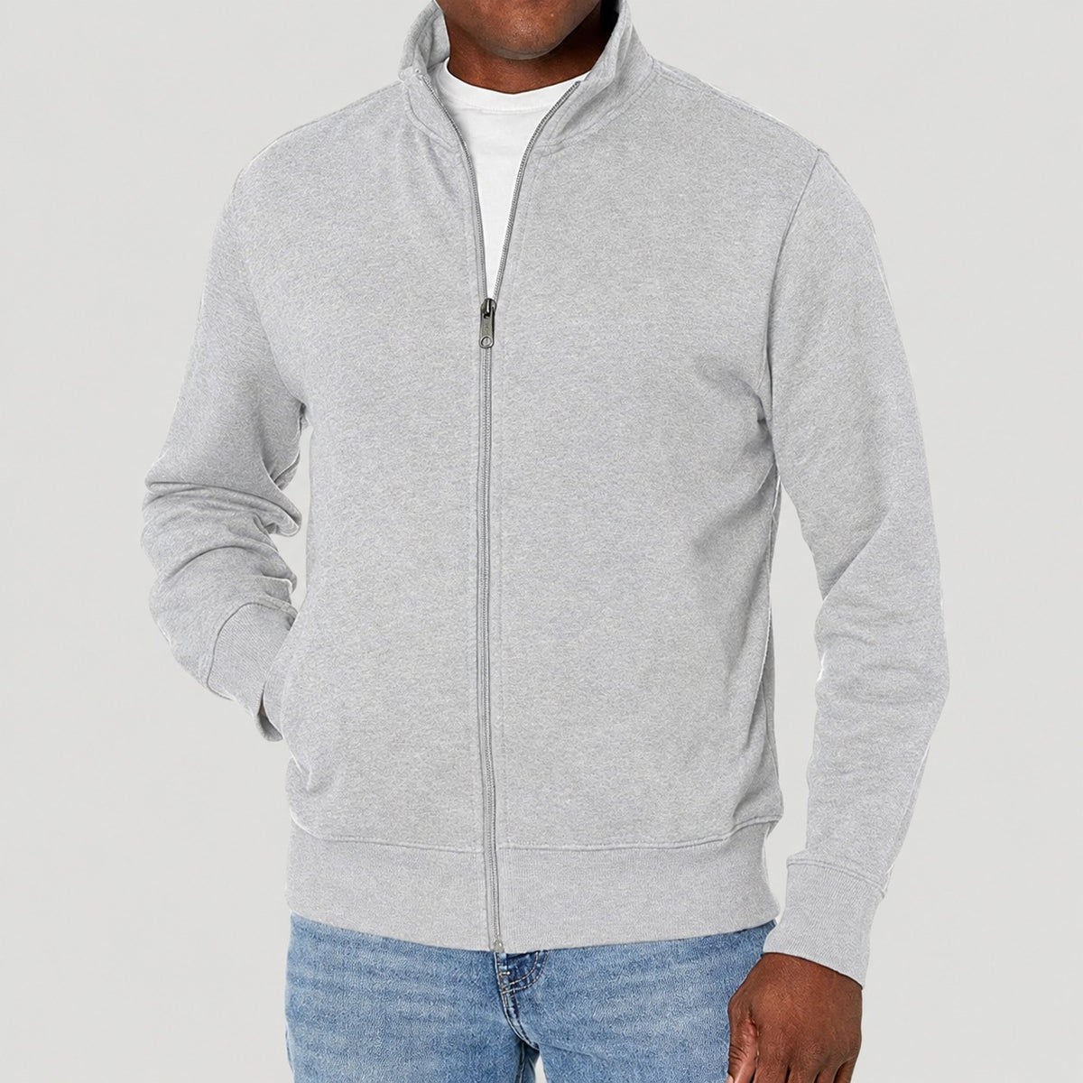 Veste zippée homme style décontracté col montant coupe régulière