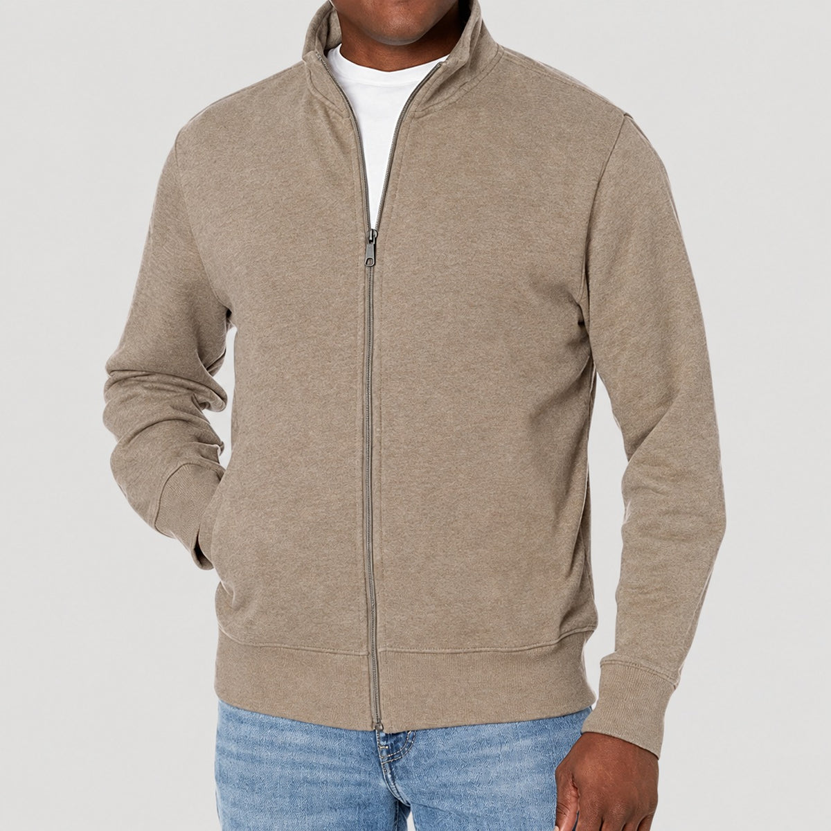 Veste zippée homme style décontracté col montant coupe régulière
