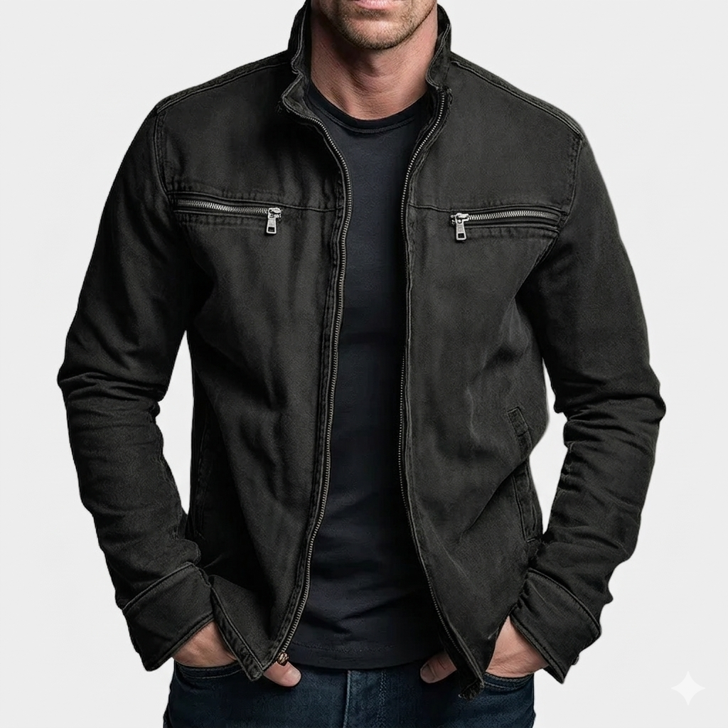 Veste zippée pour hommes à col montant et poches poitrine doubles - coupe moderne