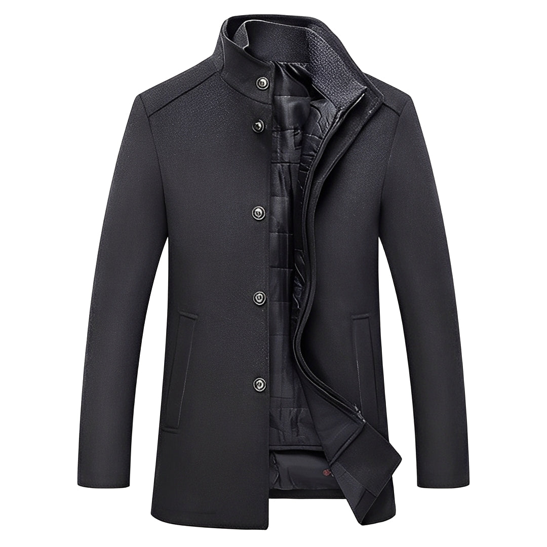 Kylian - Manteau d'hiver avec col montant et boutons pour homme