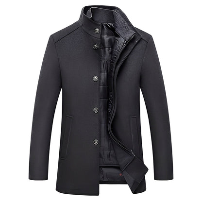 Kylian - Manteau d'hiver avec col montant et boutons pour homme