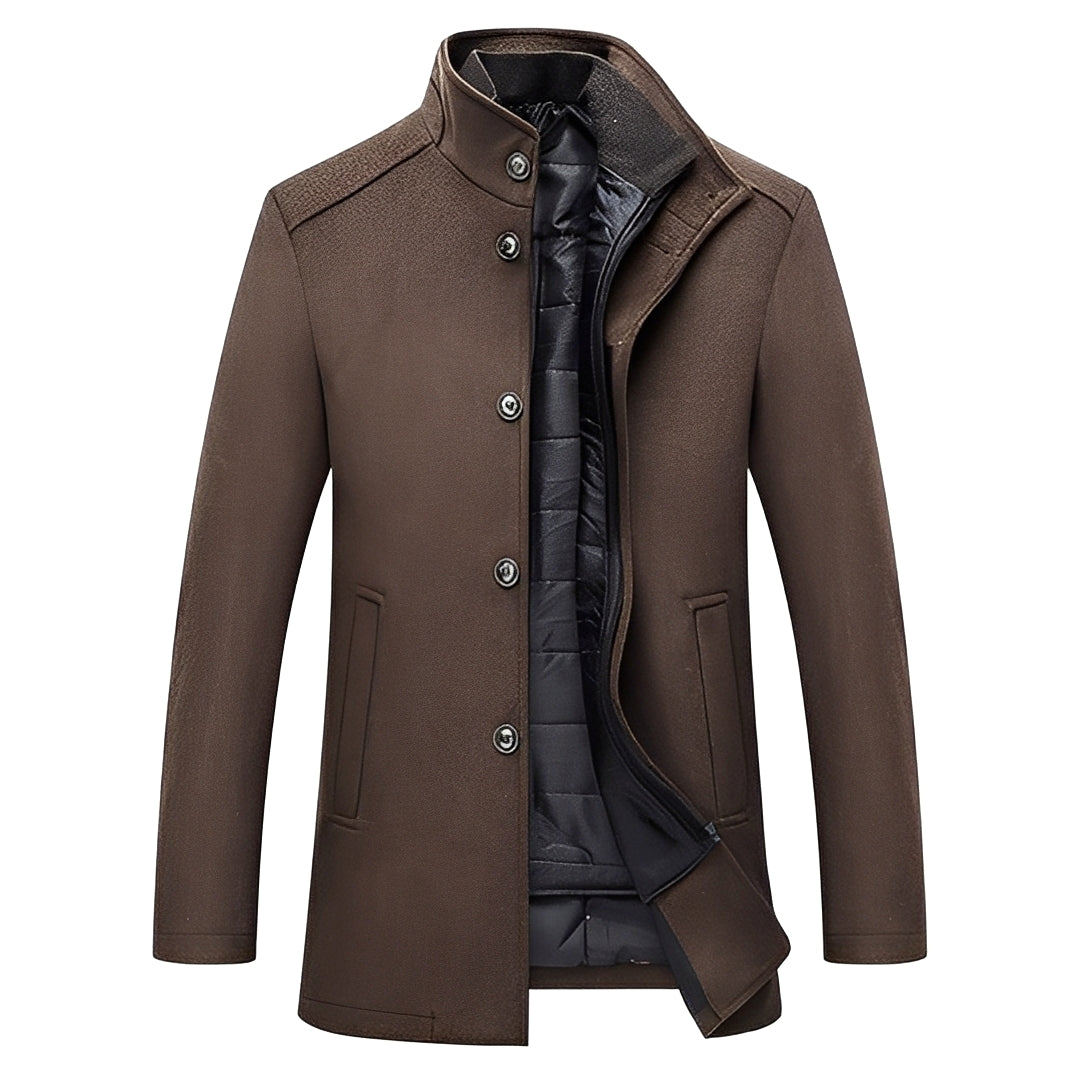 Kylian - Manteau d'hiver avec col montant et boutons pour homme