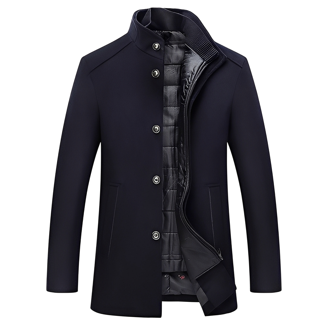 Kylian - Manteau d'hiver avec col montant et boutons pour homme
