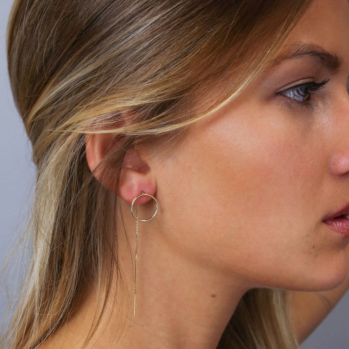 Boucles d'oreilles en fil en forme de cercle - Boucles d'oreilles longues pendantes