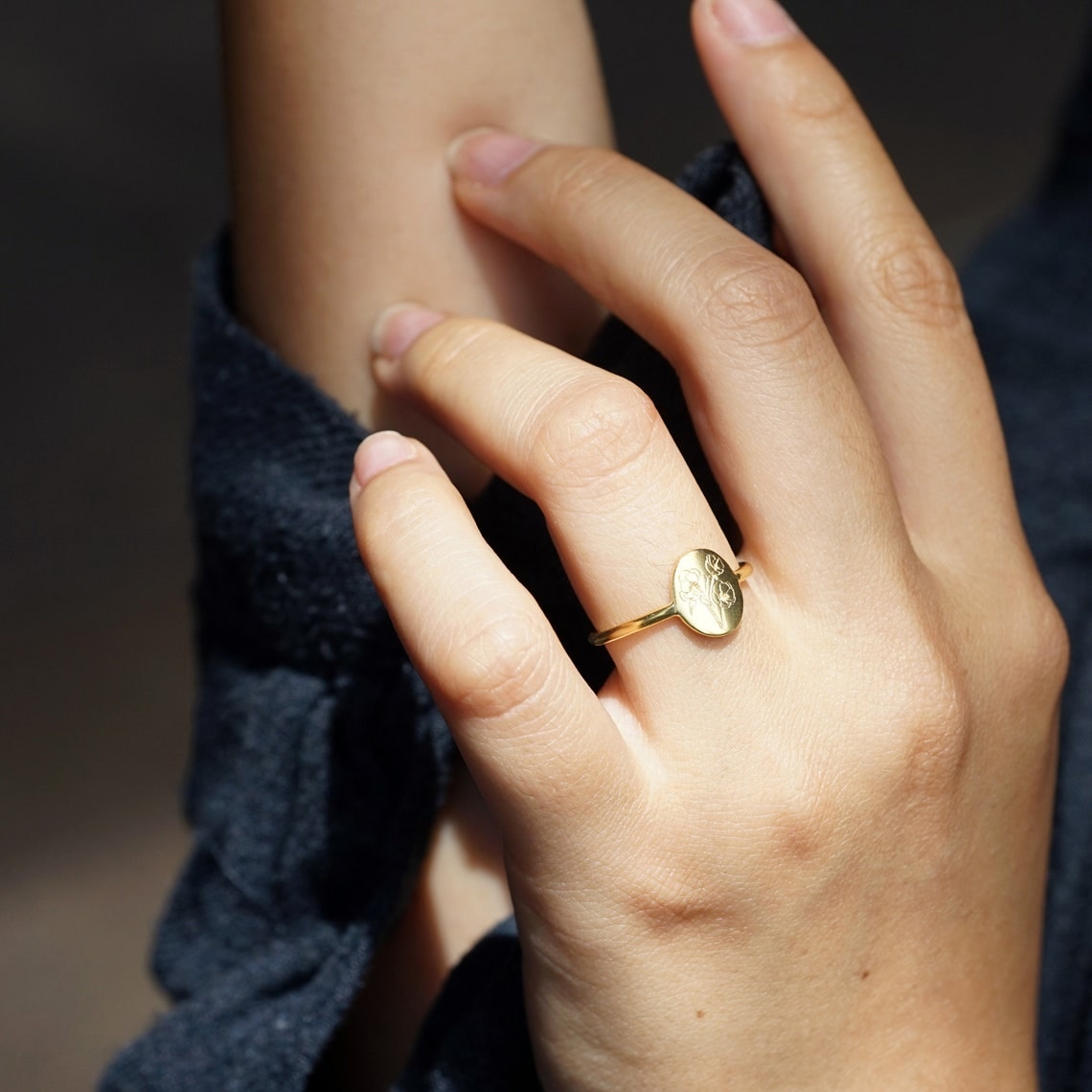 Bague fleur de naissance - Bague délicate personnalisée