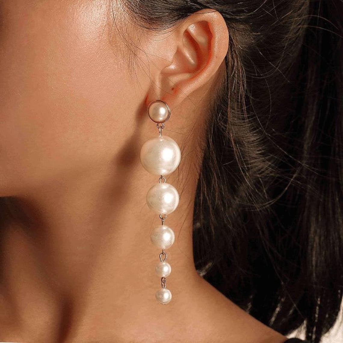 Boucles d'oreilles Perles Cascade - Boucles d'oreilles longues en perles