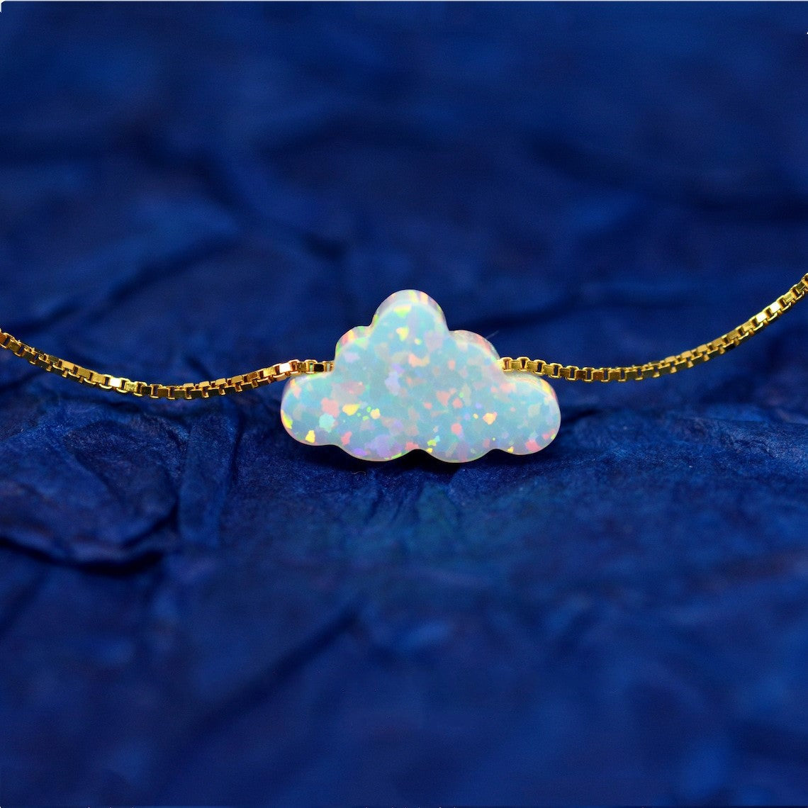 Collier d'opale nuage - Collier avec pendentif nuage