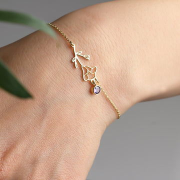 Bracelet de fleurs de naissance - Bracelet en pierre de naissance