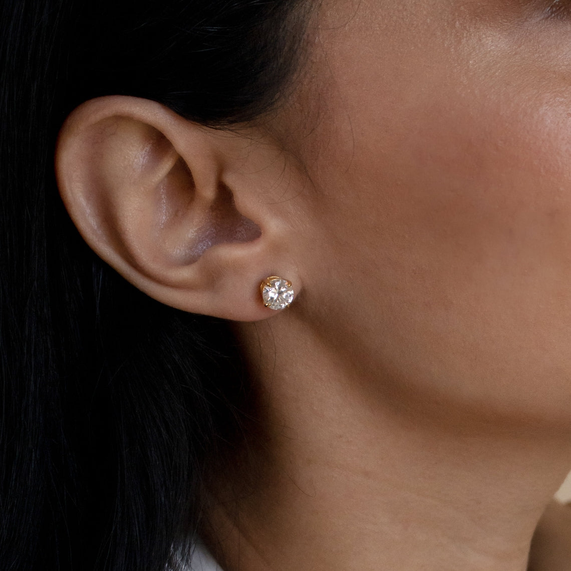 Boucles d'Oreilles Classiques en Diamant - Boucles d'Oreilles avec pierre ronde
