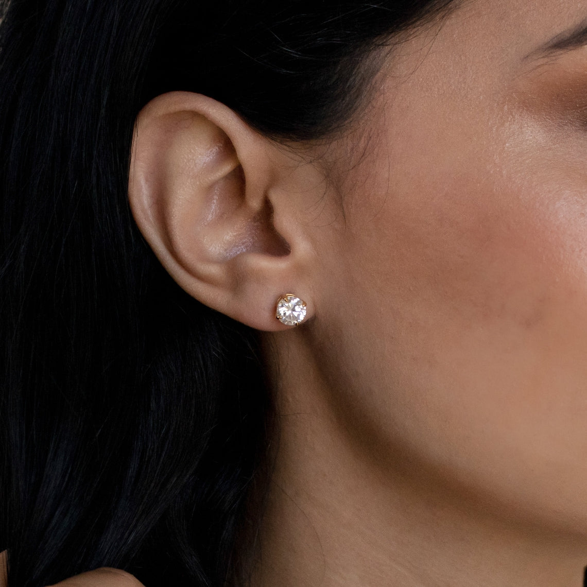 Boucles d'Oreilles Classiques en Diamant - Boucles d'Oreilles avec pierre ronde