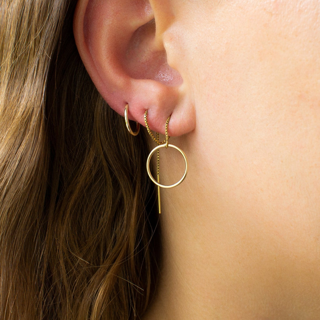 Boucles d'oreilles en fil en forme de cercle - Boucles d'oreilles longues pendantes