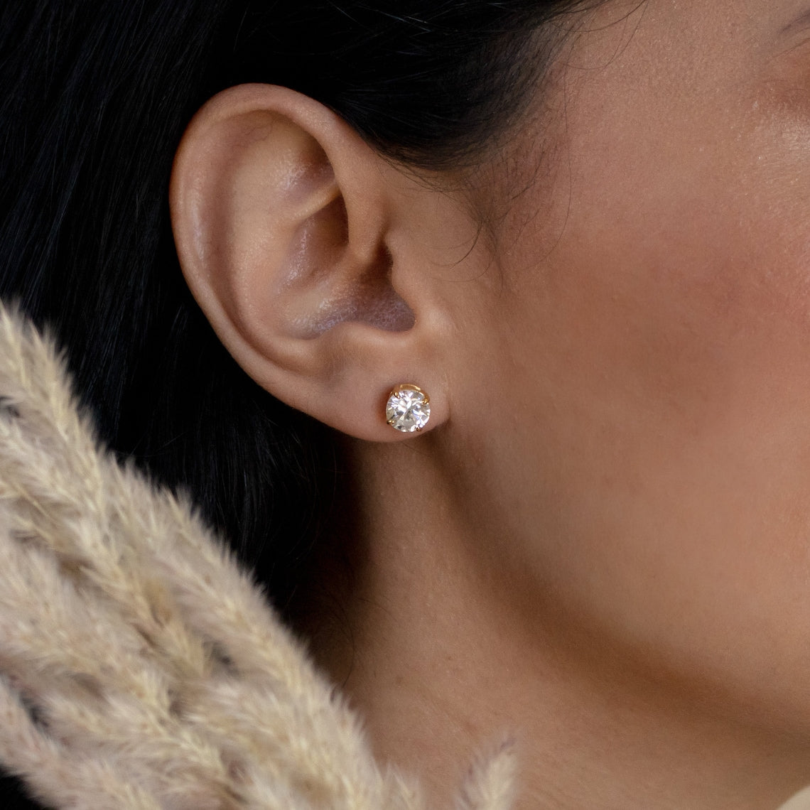 Boucles d'Oreilles Classiques en Diamant - Boucles d'Oreilles avec pierre ronde