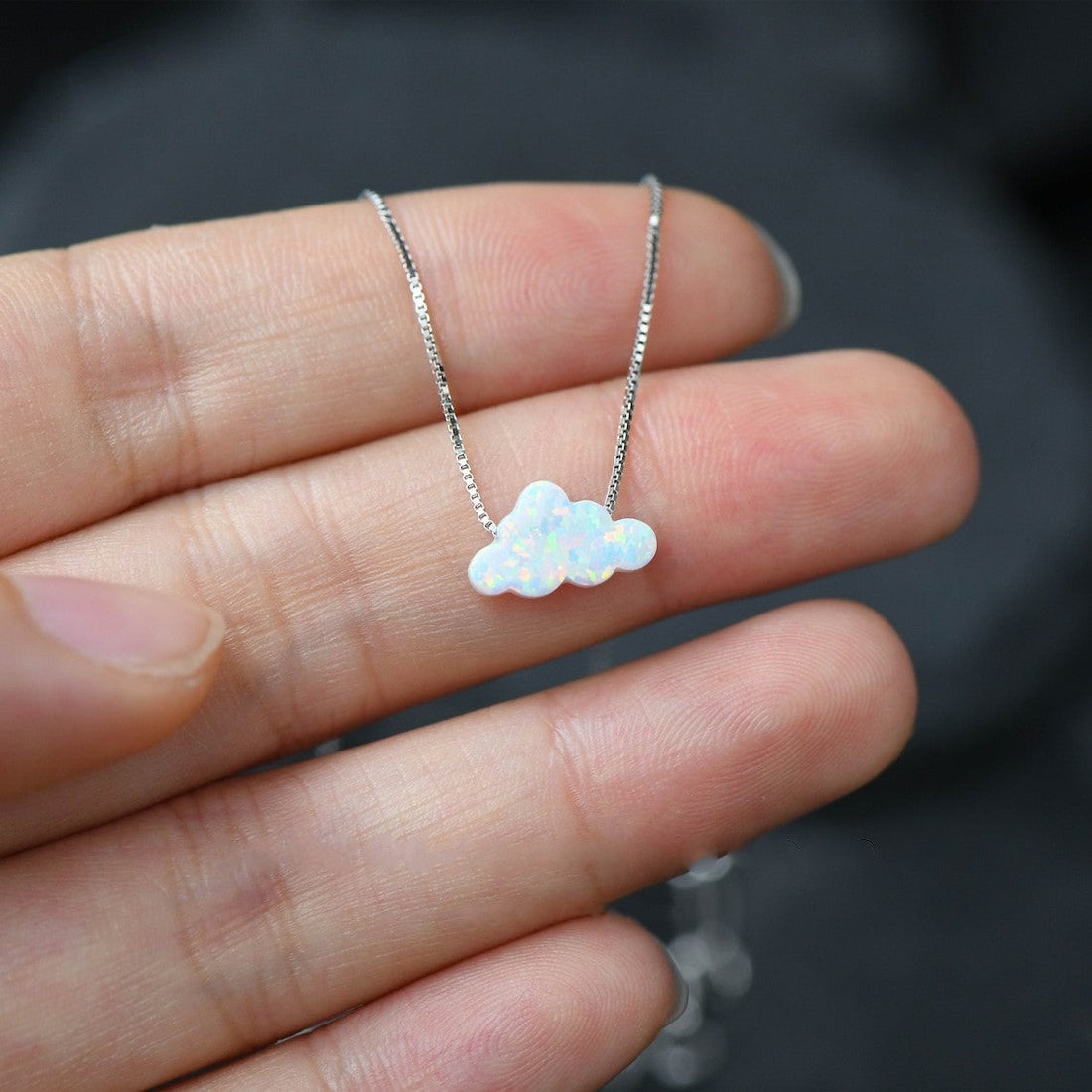 Collier d'opale nuage - Collier avec pendentif nuage
