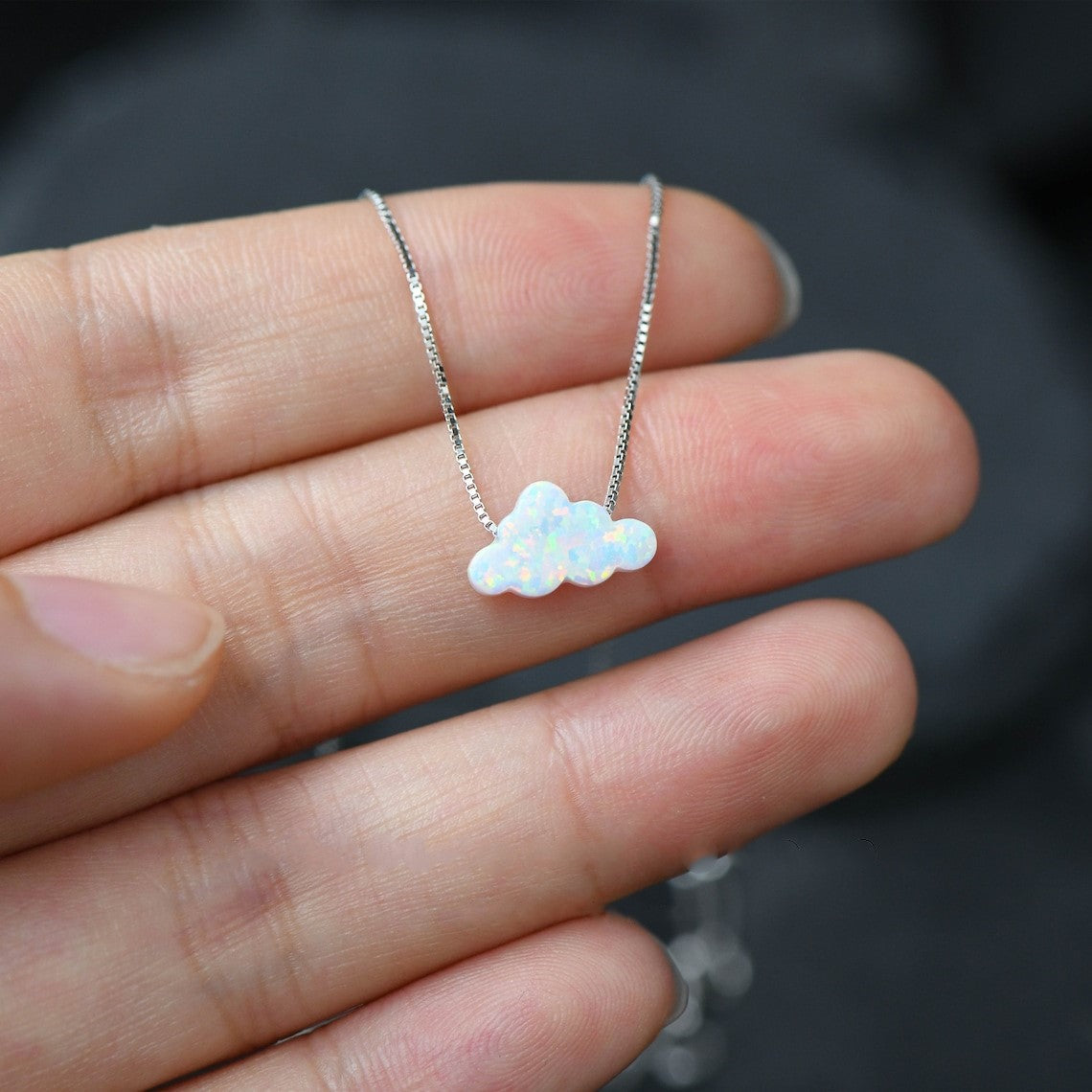 Collier d'opale nuage - Collier avec pendentif nuage