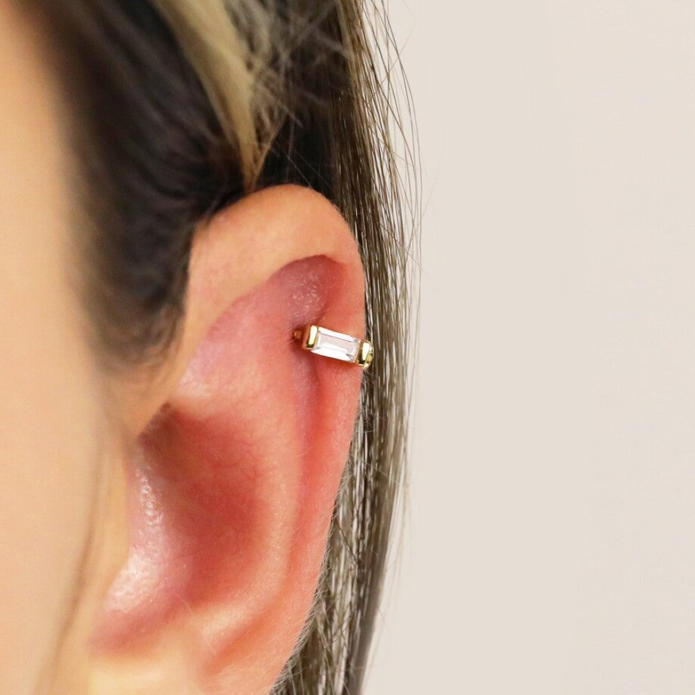 Boucles d'oreilles Diamant - Boucles d'oreilles Cartilage Baguette