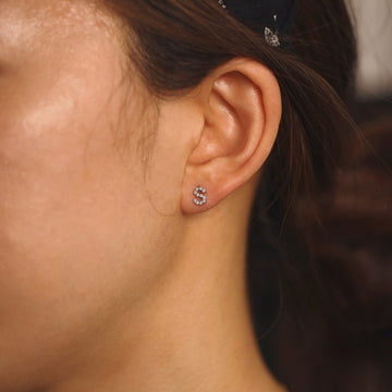 Boucles d'oreilles Initiales en Argent CZ - Boucles d'oreilles délicates