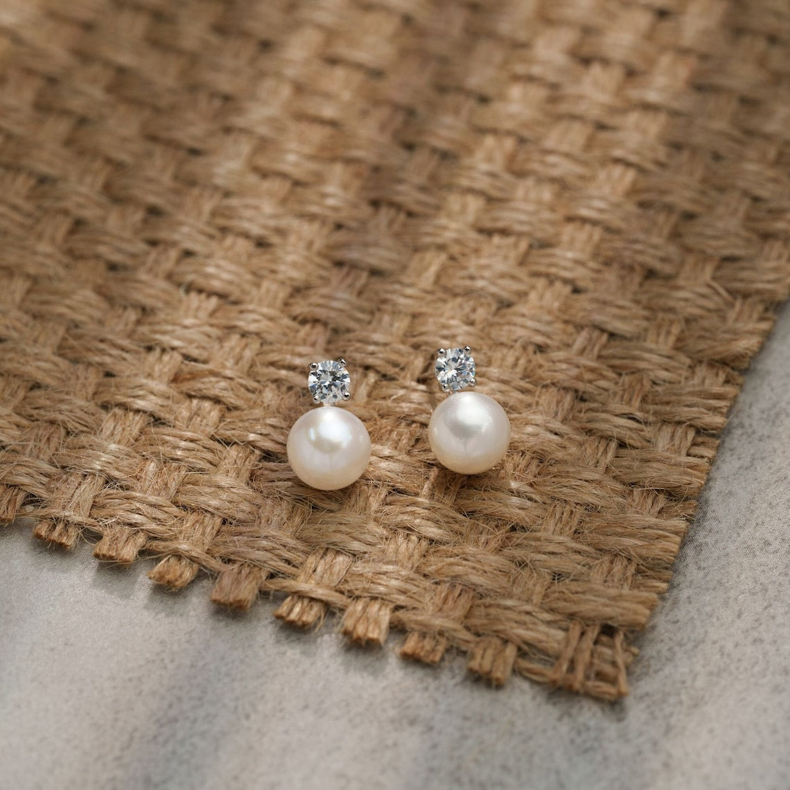 Boucles d'Oreilles de perles - Boucles d'Oreilles délicates en CZ