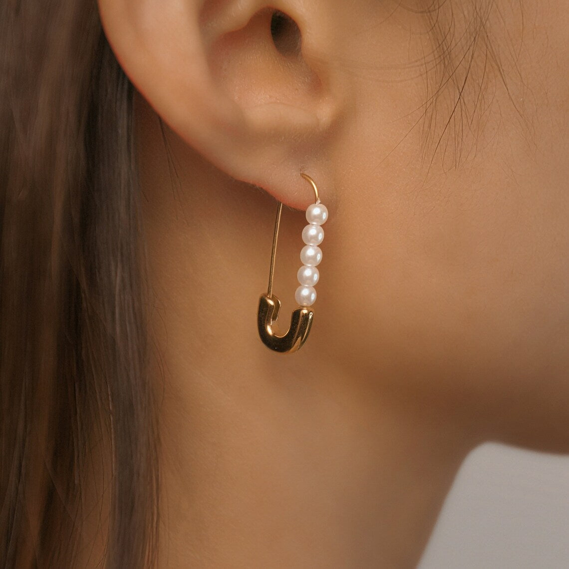 Boucles d'oreilles à épingle de sécurité - Boucles d'oreilles en perles fraîches et délicates