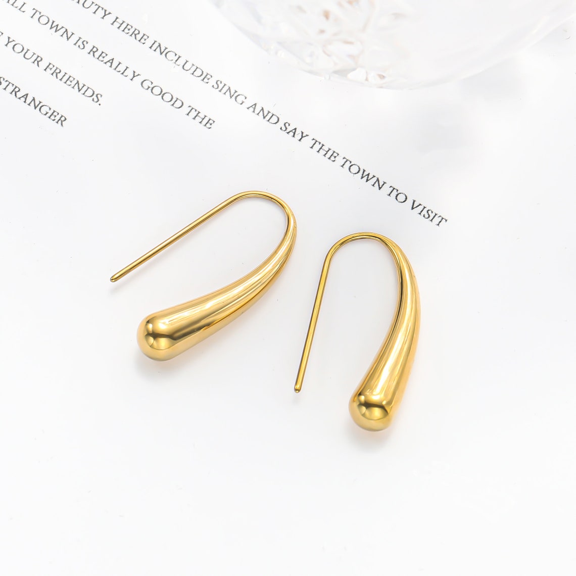 Goutte d'eau - Boucles d'oreilles à crochet français