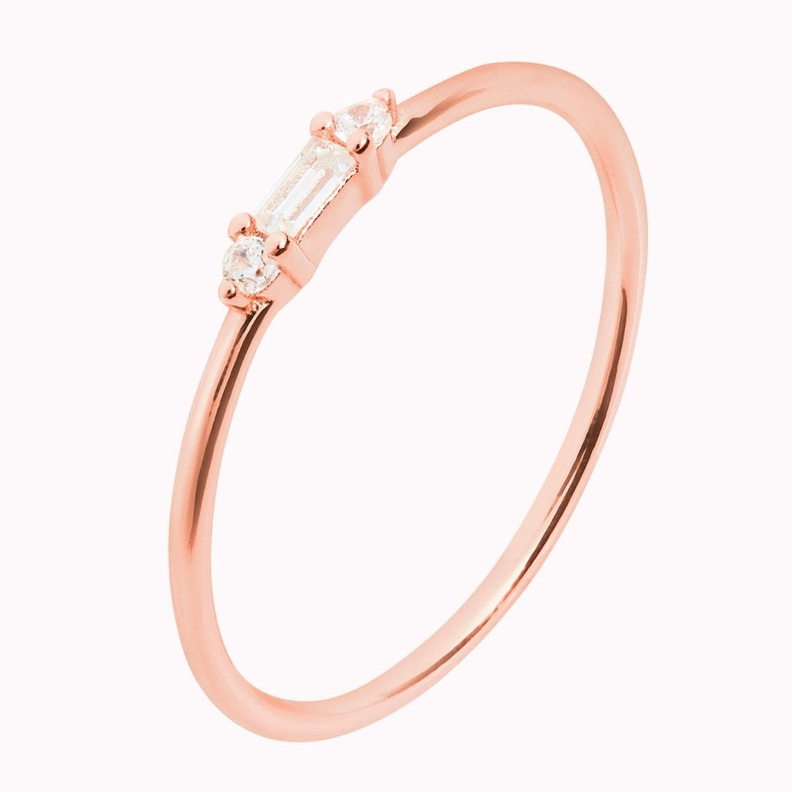 Baguette Petite - Bague ronde CZ délicate