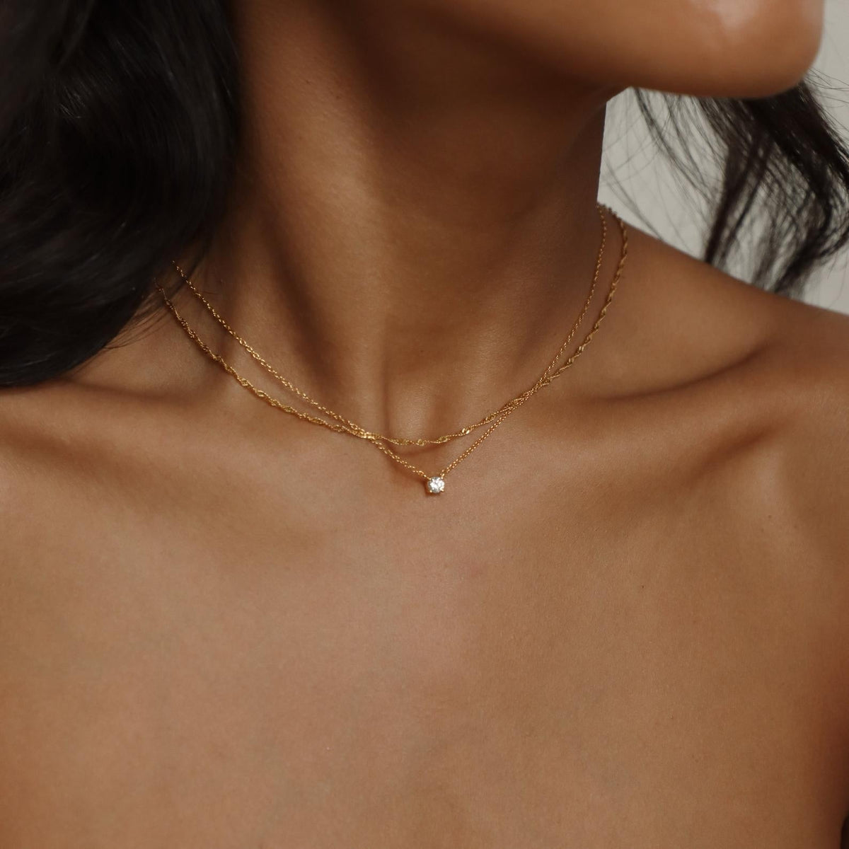Collier Délicat de Diamants - Collier avec Ornements en Pierre