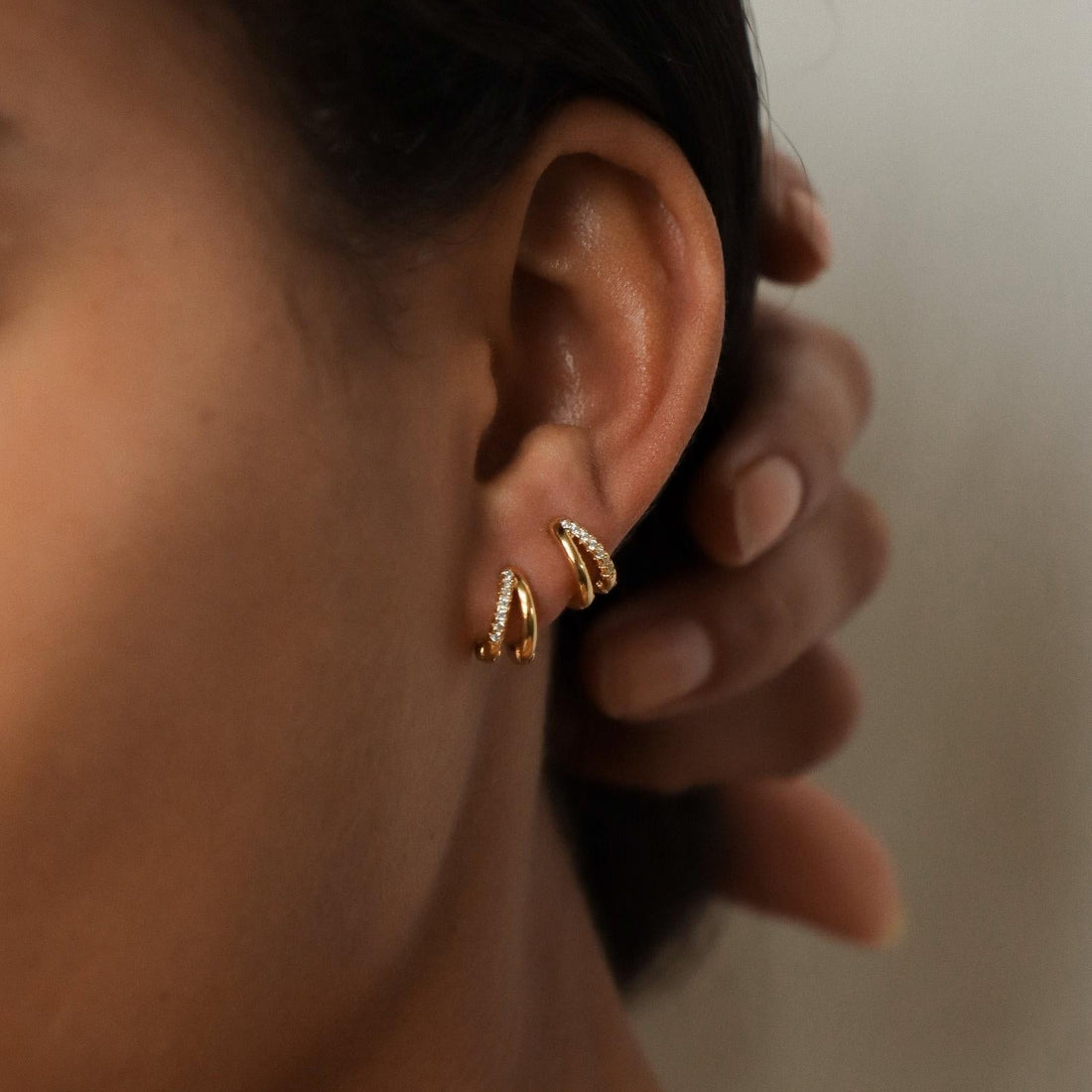 Duo Huggies - boucles d'oreilles duo en zirconium