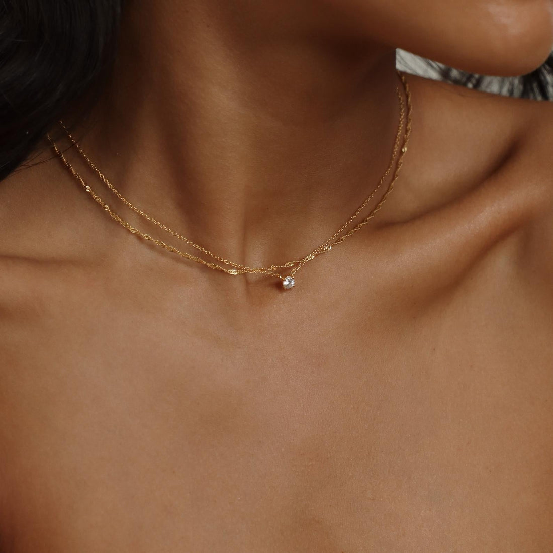 Collier Délicat de Diamants - Collier avec Ornements en Pierre