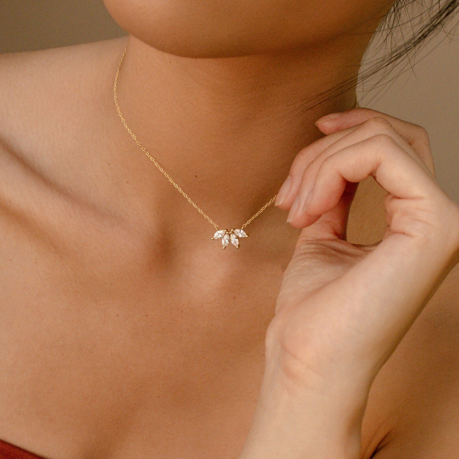 Collier en diamant marquise - Incrustation de pierre marquise