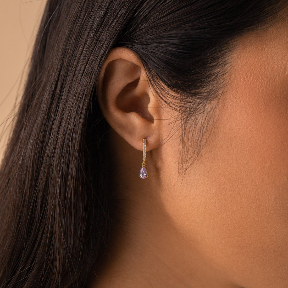 Créoles Huggies de Pierre de Naissance - Boucles d'oreilles en Strass